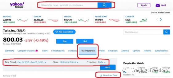 如何从Yahoo中下载所需CSV数据